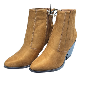 MAXMUXUN camel chunky heel Ankle Boots western pointed toe New size 8